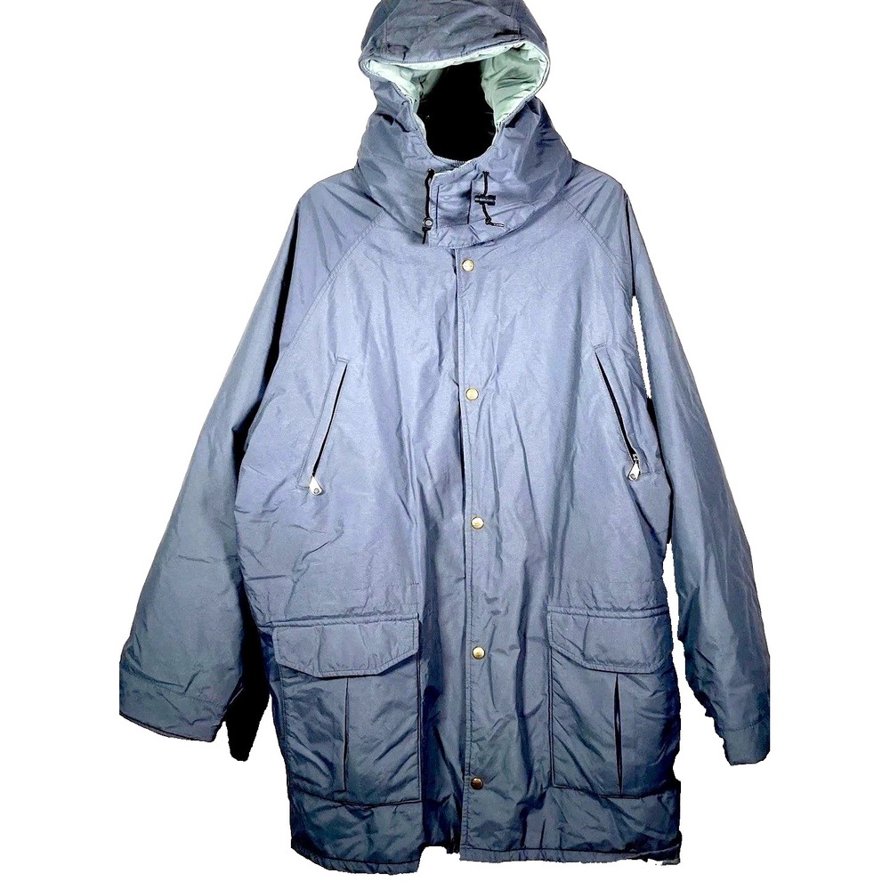 Vintage 80s LL Bean Maine Wardens Parka Mens 2XL Thinsulate Jacket Blue Hooded